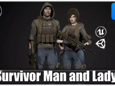 Survivor Man and lady 1 Low-poly 3D model