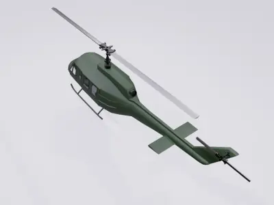 Helicopter - Chopper - Vietnam - Helicoptero Low-poly 3D model