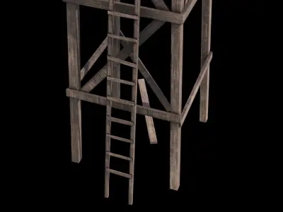 Wooden water tower Free low-poly 3D model