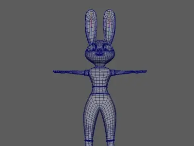 Cartoon Rabbit Rigged Base Mesh 3D Model Low-poly Low-poly 3D model
