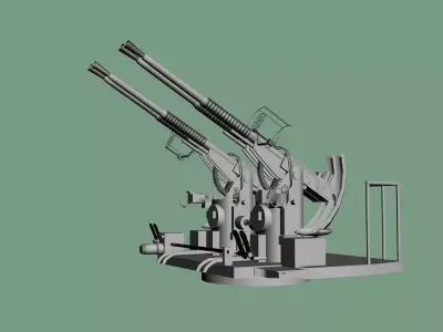 Bofors 40mm quad anti-aircraft gun - WWII US and British 3D model