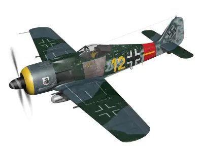 Focke Wulf - FW190 A8 - Yellow 12 3D model