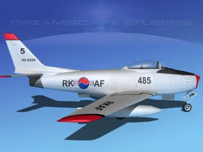 North American F-86 Sabre Jet V19 RKAF 3D model