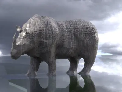 Rhino Statue ancient culture 3D model