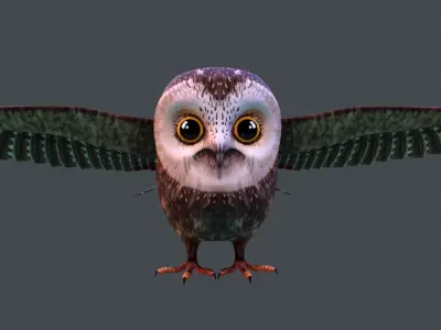 Owl bird Low-poly 3D model