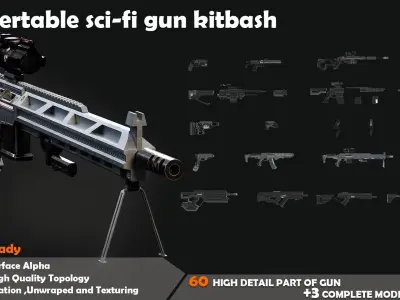 Convertable Sci-fi Kitbash Low-poly 3D model