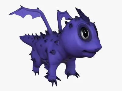 Rigged little cute dragon Low-poly 3D model