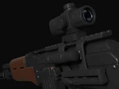 AK-47 assault rifle with scope 3D model