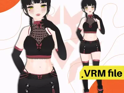 VRM TOKYO GOTHIC CYBERPUNK GIRL BLACK SKIRT 3D model