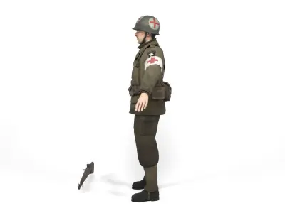Medical allied soldier Low-poly 3D model