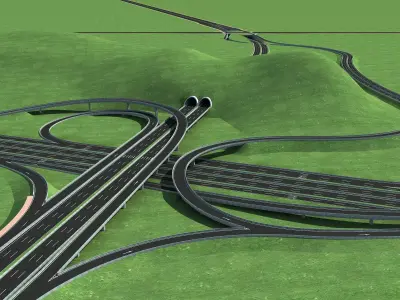 Highway Intersection Road Bridge 3D model