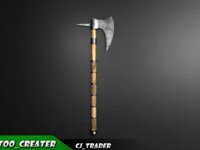 Modern War Axe Lowpoly 3d model Low-poly 3D model