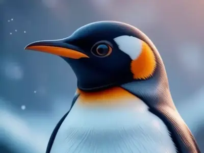Majestic King Penguin Regal Bird Orange Snowy Lowpoly Low-poly 3D model
