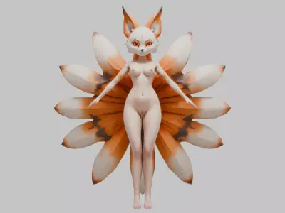 Sexy Busty Kitsune Low-poly 3D model