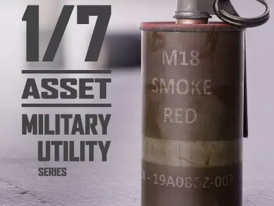 Smoke Grenades and Bonus SG Container PBR game ready asset Low-poly 3D model