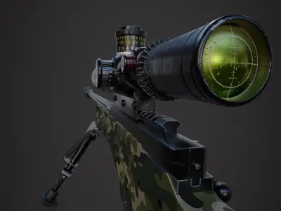 AWM Sniper Rfle Low-poly 3D model