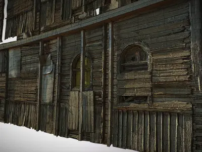Decaying old modular wooden photorealistic wall Low-poly 3D model