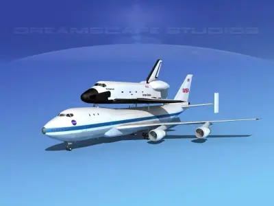 Space Shuttle Endeavour Transport LP 1-2 747 3D model