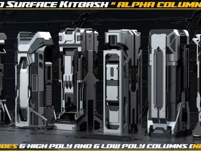 Sci-fi columns 3D model