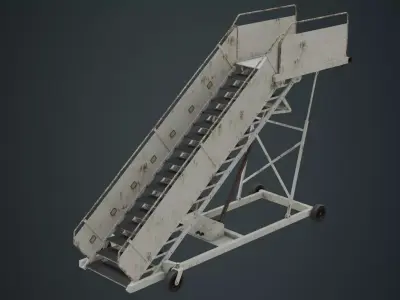 Airplane Stairs 1B Low-poly 3D model