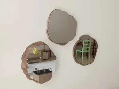 Wooden Decorative Mirror Set Free 3D model