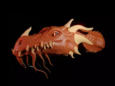 Detailed Dragons Head High Poly Free 3D model