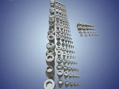 202 Pack Bolts and Nuts 3D model