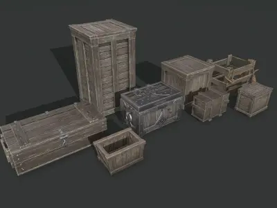 Wooden Boxes Low-poly 3D model shop