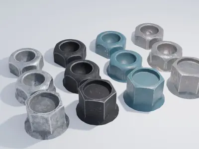 Bolts and Screws Greebles with Multiple Textures Low-poly 3D model