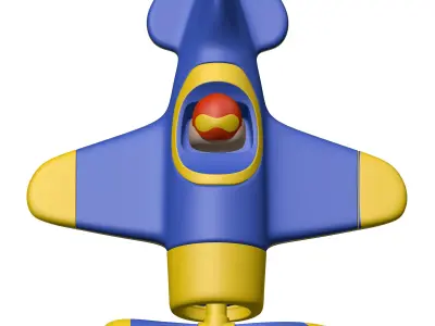 Cartoon Plane with Pilot Low-poly 3D model