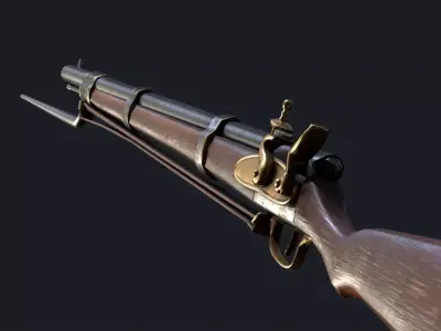 Musket flintlock rifle Low-poly 3D model
