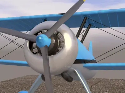 Stylized Biplane Low-poly 3D model