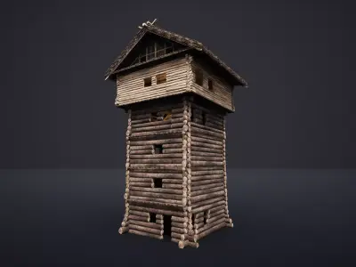 WATCHTOWER TOWER FORT SLAVIC PALISADE WOODEN CASTLE MEDIEVAL AAA Low-poly 3D model