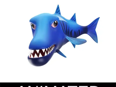 Giant Barracuda Animated Fish Low-poly 3D model