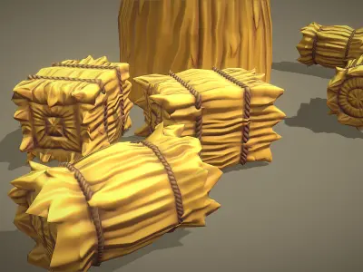 Free Pack - Stylized Hay Bale Free low-poly 3D model