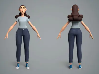 Cartoon female character Livia base mesh Low-poly 3D model