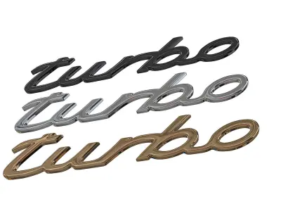 turbo Porsche emblem nameplate 3D model
