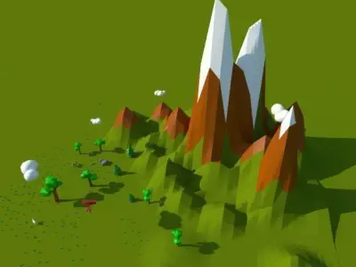 Low Poly Landscape scene Low-poly 3D model