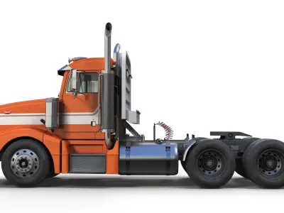 Peterbilt 377 daycab truck Low-poly 3D model