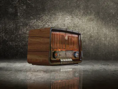 Low Poly Old Radio 4 maresal3d Low-poly 3D model