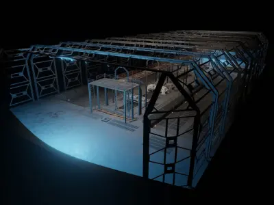 Sci-fi room military base model 3D model