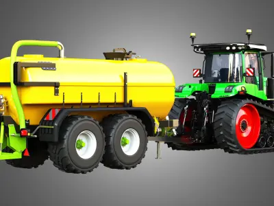 Fendt - MT900 Tractor with Zunhammer Liquid Manure Trailer 3D model