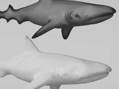 Deco Figurine Shark Base Low-poly 3D model