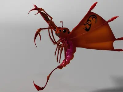 Flying scorpion Rigged Low-poly 3D model