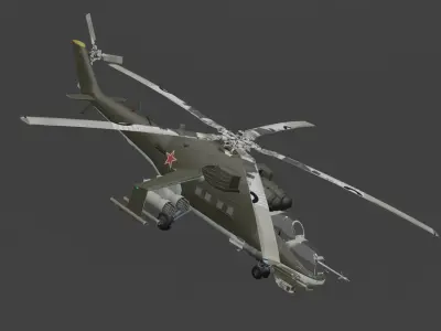Mi-24V Hind Military Helicopter 3D model