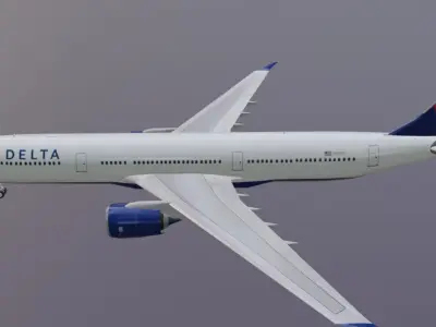 Delta airlines airbus a330-900 neo with cockpit  Low-poly 3D model