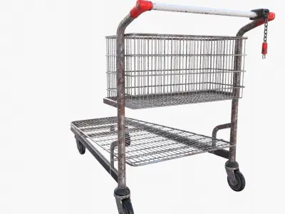Shopping cart weathered stack v1 Low-poly 3D model