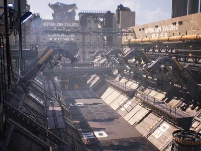 Sci-Fi Industrial Base - Unreal project Low-poly 3D model