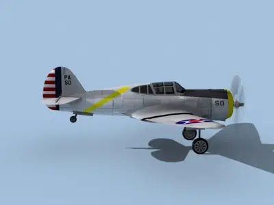 Curtiss P-36C Hawk V03 USAAF 3D model
