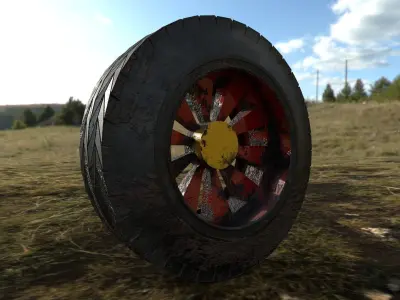 rusty tire Low-poly 3D model
